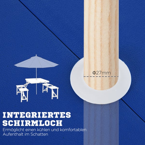 Outsunny Alu Campingtisch, Picknick Bank, mit 4 Sitzen, klappbar, 135,5 x 84,5x 66 cm, Aluminum, Kunststoff, Blau