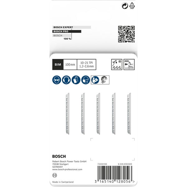 Bosch PRO Metal thick and thin T123XF Stichsägeblatt 100 mm 5-tlg. - 2608638473