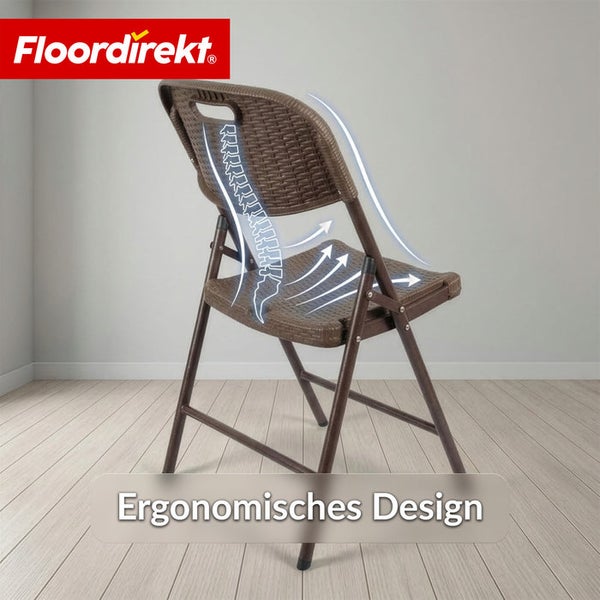 Brauner Klappstuhl mit ergonomischem Design