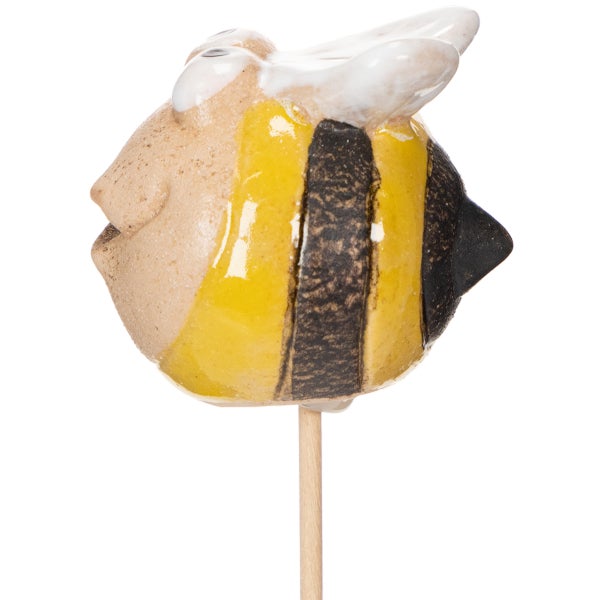 Dekofigur Biene aus Keramik auf Holzstab