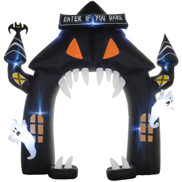 Outsunny Halloween aufblasbarer Bogen, Halloween Dekoration, 300 cm Große Halloween-Deko mit LED-Beleuchtung, Partydekoration für Innen- & Außenbereiche