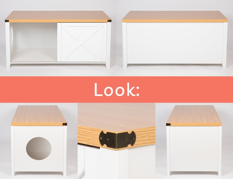needs&wants® Katzenschrank groß für Katzentoilette XXL aus Holz mit Schuhschrank Sitzkommode, Katzenklo-Schrank Kommode, Design Katzenhaus Toilette Klo, weiß braun