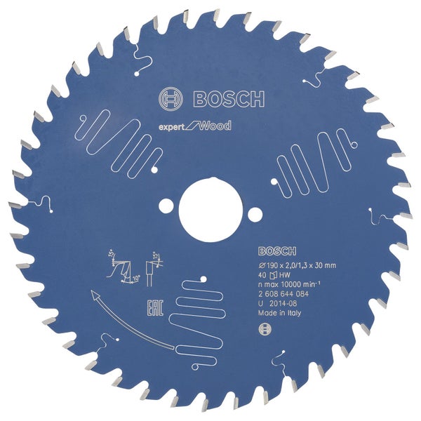 Bosch Kreissägeblatt Expert for Wood für Tischkreissägen 190 x 30 x 2 mm 40 - 2608644084