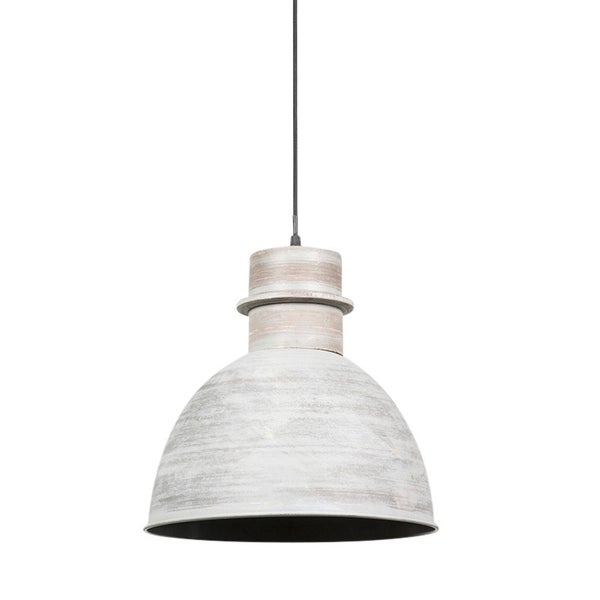 Pendelleuchte im Industrial-Design aus Metall mit Wischoptik und schwarzem Kabel.