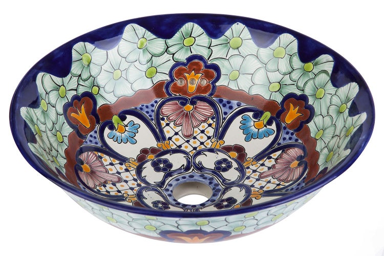 Keramikwaschbecken mit Blumenmuster