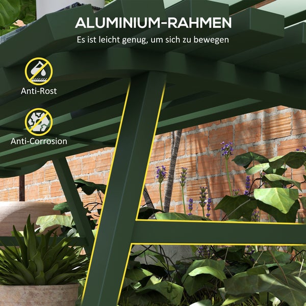 Outsunny Gartenbank, 2 Sitzer Parkbank, Balkonbank mit Rückenlehne, 123 x 67 x 79 cm, Alu, Grün