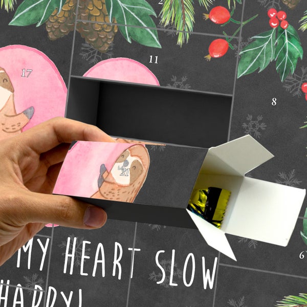 Mr. & Mrs. Panda Befüllbarer Adventskalender Faultiere Herz - Schwarz
