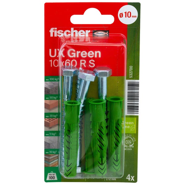 Fischer UX Green Dübel 10x60 RS, Viererpackung