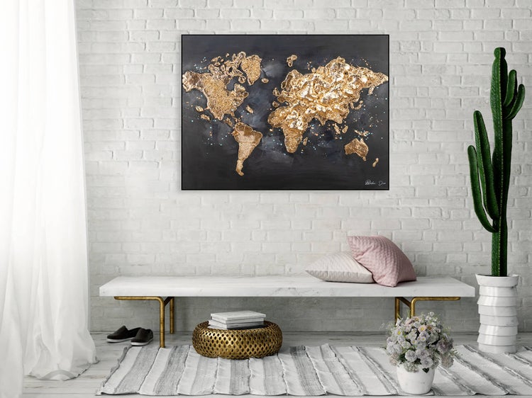 Handgemaltes Gemälde Acrylfarbe 100x75cm Schwarz