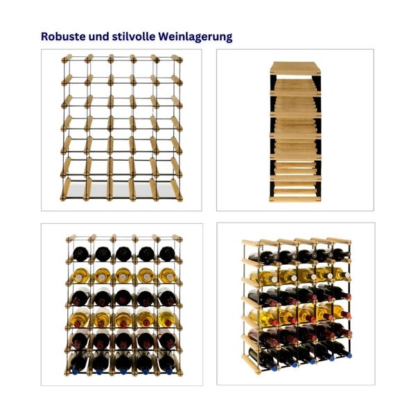 PROREGAL Modulares Weinregal Vinotega Mod Metal HxBxT 62,5 x 52,5 x 24,5 cm 5 x 6 Flaschen Massives Kiefernholz Braun Geölt