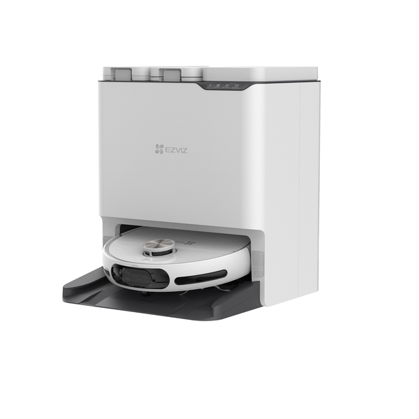 EZVIZ Saugroboter mit All-in-One-Basisstation zum automatischen Laden und Reinigen.