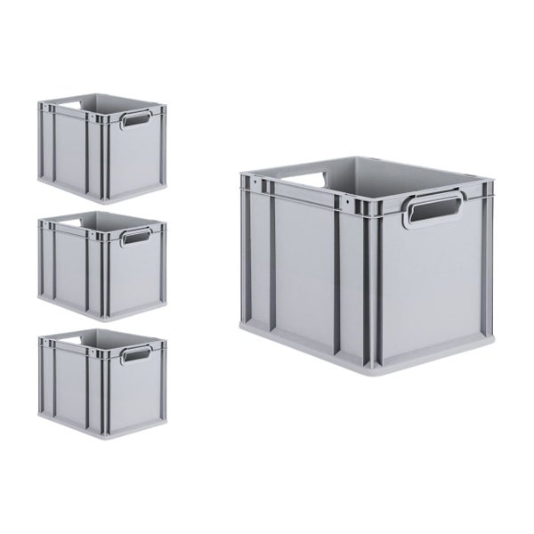 PROREGAL Spar Set 4x Eurobox Nextgen Economy Mit Scharnierdeckel & Gelben Schiebeschnappverschlüssen Griffe Offen HxBxT 32 x 30 x 40 cm 30 Liter