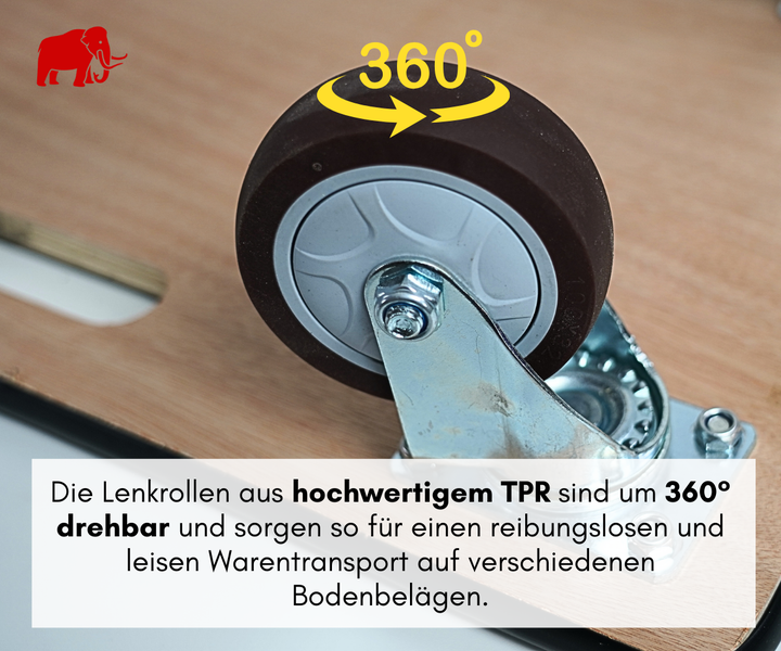 PROREGAL Transportroller 4 Rollen HxBxT 15x40x60 cm Traglast 500kg Sperrholzplatte Gummibelag 2 St.