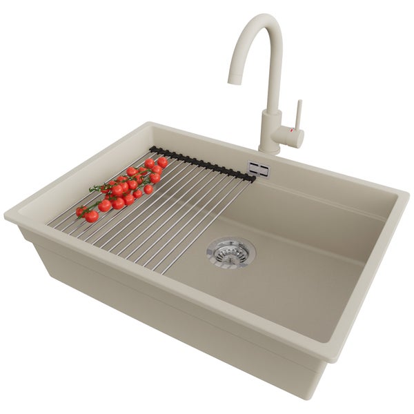 Spülbecken mit Abtropfgitter und Armatur