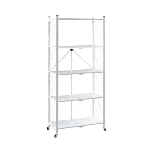 BERLINLODGE KLAP klappbares Regal 5 Fachbäden Belastbarkeit 250 kg HxBxT 167 x 72 x 34 cm Weiß Klappregal