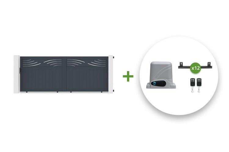 Doppelflügeltor mit Torantrieb, Zahnstange und Handsender
