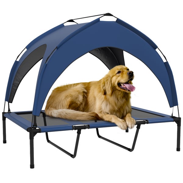 PawHut Erhöhtes Hundebett, 106L x 76B x 94H cm, Oxford, Taftstoff, Blau