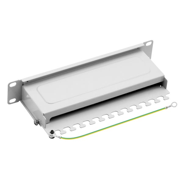 ProfiPatch Cat6a Patchpanel Patchfeld 10 Zoll 12 Port Verteilerfeld  RJ45 Rackeinbau geschirmt 1HE grau