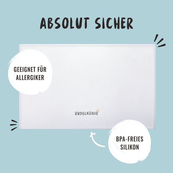 Rudelkönig Silikondeckchen, geeignet für Allergiker, aus BPA-freiem Silikon.