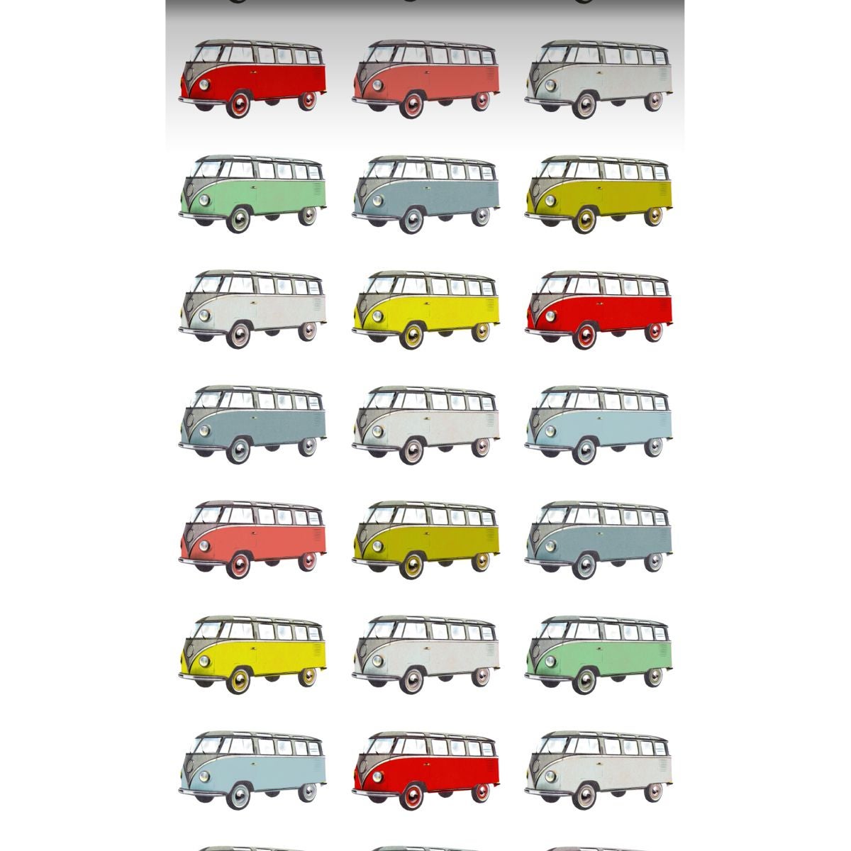 ESTAhome XXL-Vliestapete Vintage Volkswagen Transporter Gelb, Blau, Grau, Rot und Grün - 50 x 900 cm - 158713