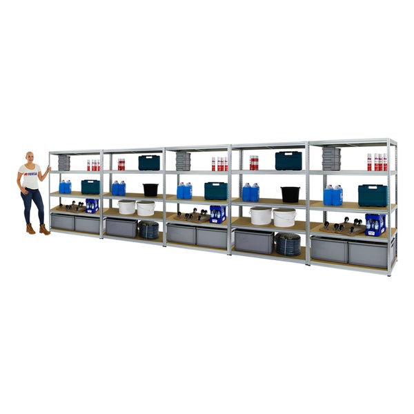 PROREGAL Mega Deal 5x Schwerlastregal Big Elephant M HxBxT 180 x 120 x 60 cm Fachlast 250 kg Verzinkt