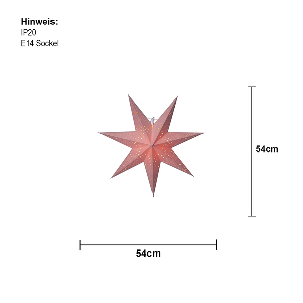 Papierstern mit sieben Zacken und einer Größe von 54 Zentimetern