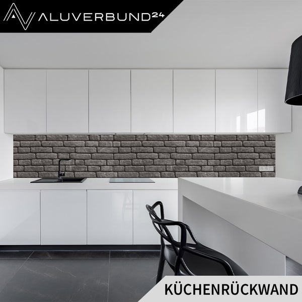 Küchenrückwand mit Mauerwerkoptik in moderner Küche