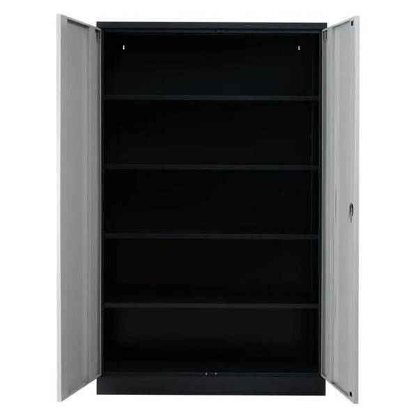 PROREGAL Stahlschrank Bee 10 Fachböden HxBxT 195 x 92 x 60 cm Pulverbeschichtetes & Verstärktes Fachbodenmaterial Schwarz & Grau