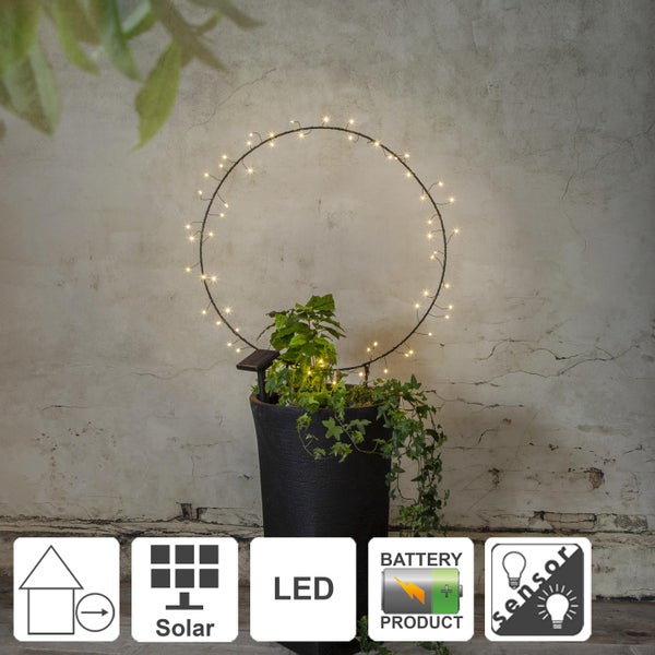 Solarleuchte in Ringform für den Außenbereich in einem Blumentopf
