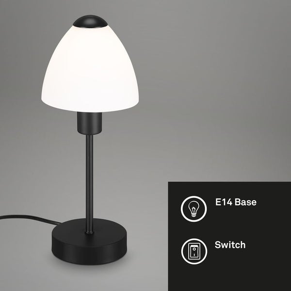 Tischleuchte Tischlampe inkl. Kabelschalter, 1xE14 max. 25W, Schwarz Briloner