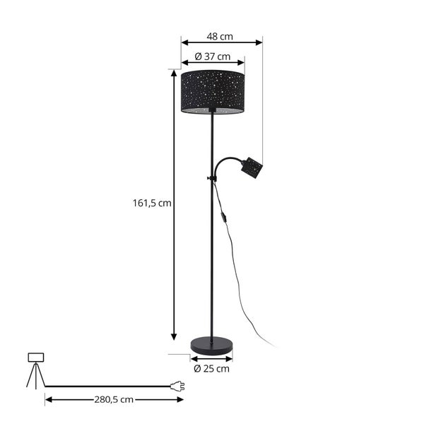 Stehleuchte mit Leselampe, Höhe 161,5 cm