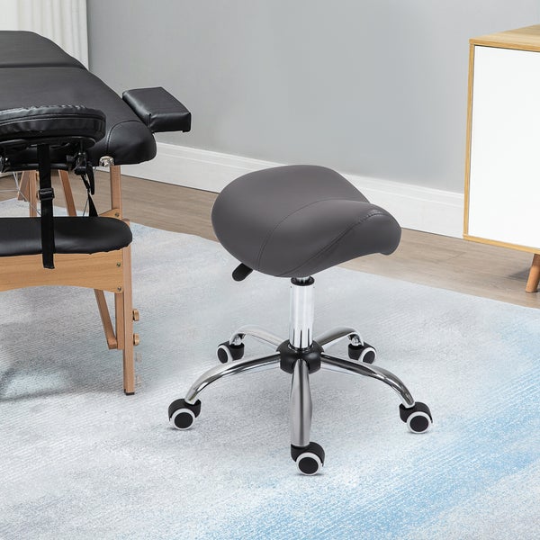 HOMCOM Sattelhocker, 52L x 53B x 49-61H cm, PU, Grau