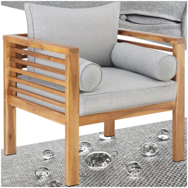 Garten-Loungesessel tectake Boka 72 x 63 x 64,5 cm mit lasiertem Holzgestell braun