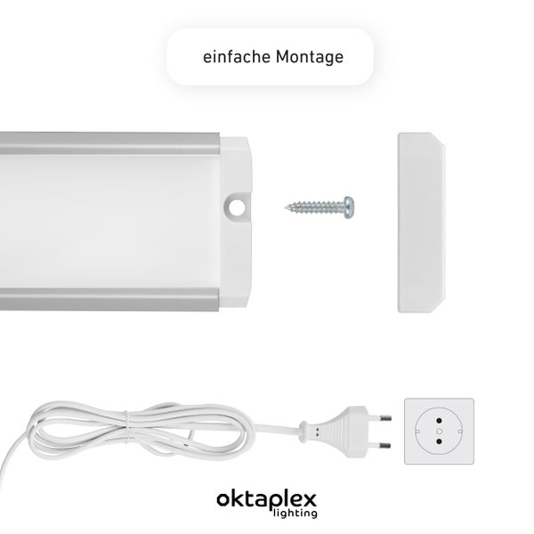 Oktaplex Riva LED Unterbauleuchte dimmbar mit Sensor 57,5cm warmweiß 3000K silber