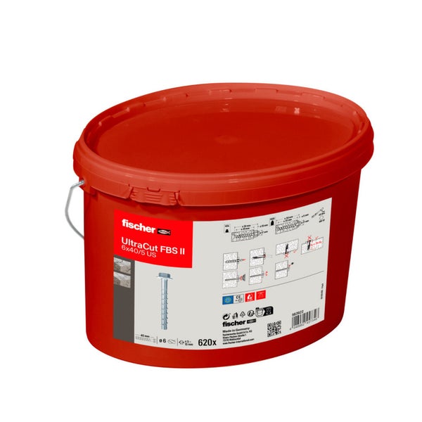 Fischer UltraCut FBS II Schraube 6x40/5 US, 620 Stück im Eimer