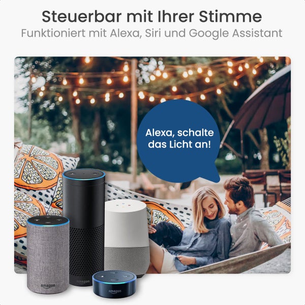 Gologi Lichterkette für Innen und Aussen - Lichtgirlande 15M - Gartenbeleuchtung LED - Warmes Umgebungslicht 2700K - Wasserdicht - Intelligente Beleuchtung mit App - Verkettbar bis zu 20M