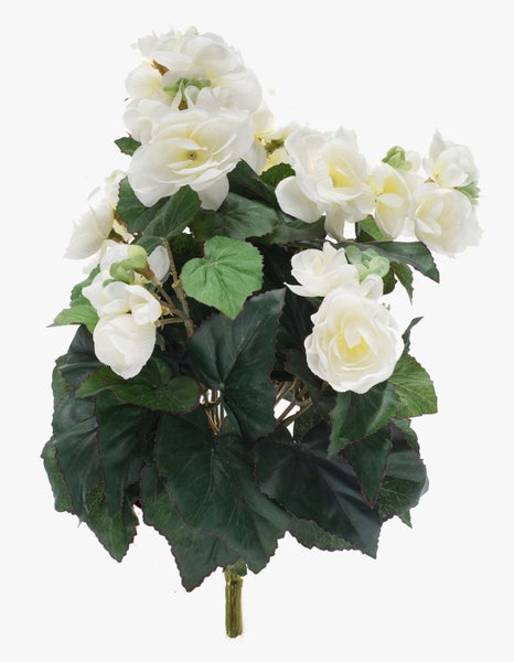Künstliche Pflanze mit weißen Blüten und grünen Blättern.