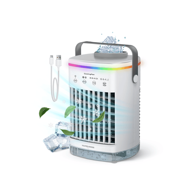 Vulpes Goods Mini-Klimaanlage -  Mobile Klimaanlage - Luftkühler - 4 Windgeschwindigkeiten - 2 Luftbefeuchtungsmodi - Timer