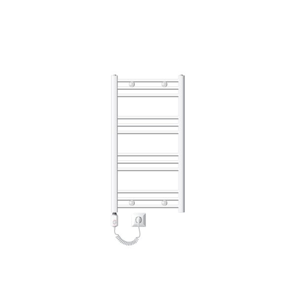 ECD Germany Badheizkörper Elektrisch mit Heizstab ECO 300W - 500 x 800 mm - Weiß - gerade mit Seitenanschluss - Heizkörper Handtuchwärmer Handtuchtrockner