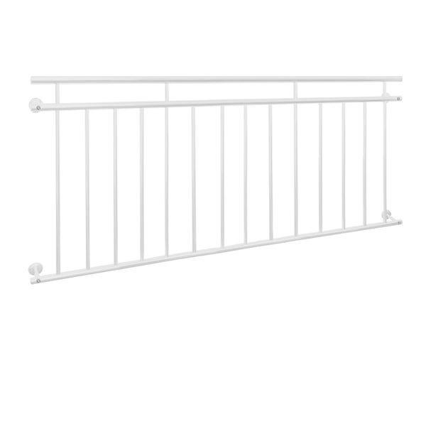 ECD Germany Französischer Balkon 90 x 184 cm mit 14 Füllstäben, Weiß matt & rau, Stahl pulverbeschichtet, Balkongeländer Stabgeländer Balkonbrüstung Balkongitter Fenstergeländer Außen Fenstergitter