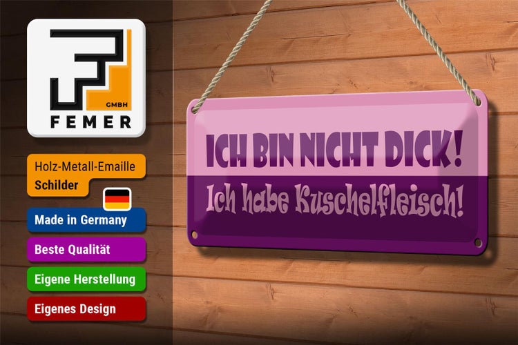 Blechschild Spruch 27x10cm Ich habe Kuschelfleisch Dekoration