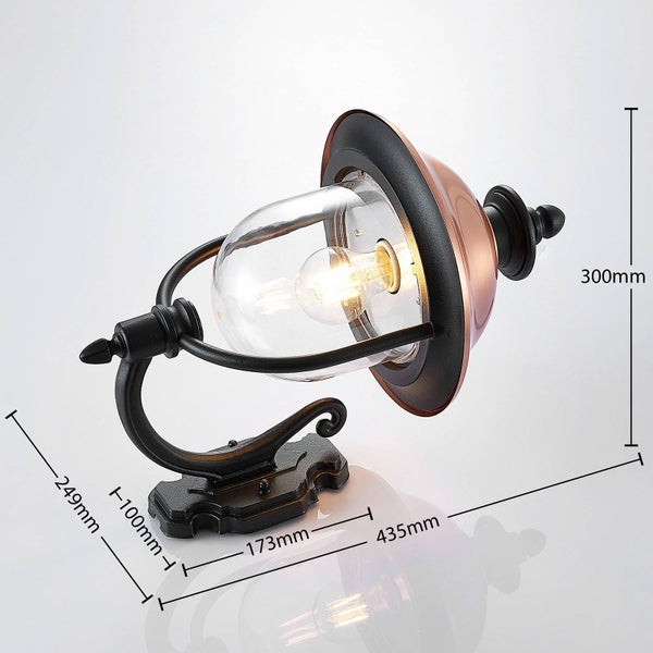 Lindby Wandleuchte außen (Laterne) Clint (spritzwassergeschützt (Retro, Vintage Antik) in Kupfer aus Aluminium (1 flammig E27) - Außenwandleuchten Wandlampe Led Außenlampe Outdoor für