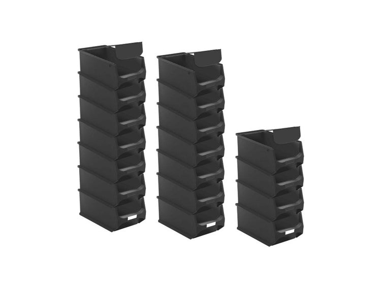 PROREGAL SuperSparSet 18 x Leitfähige Sichtlagerbox 4.1 Mit Griffstange und Abdeckung HxBxT 15 x 20 x 35 cm 7,2 Liter ESD Sichtlagerbehälter Sichtlagerkasten