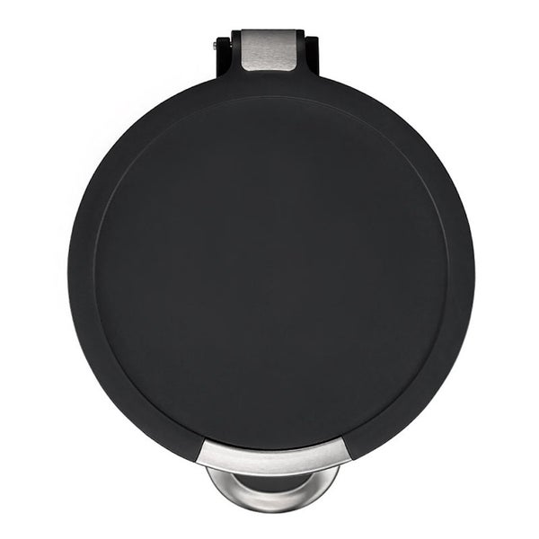 PROREGAL Runder Treteimer Mit Kunststoffdeckel Mit Edelstahlakzenten 12 Liter HxØ 40 x 25 cm Schwarz