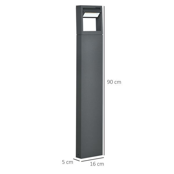 Outsunny Gartenlampe, LED Gartenleuchte, Verstellbarem Neigungswinkel, IP65 Wasserdicht, 16L x 5B x 90H cm, Alu, Dunkelgrau