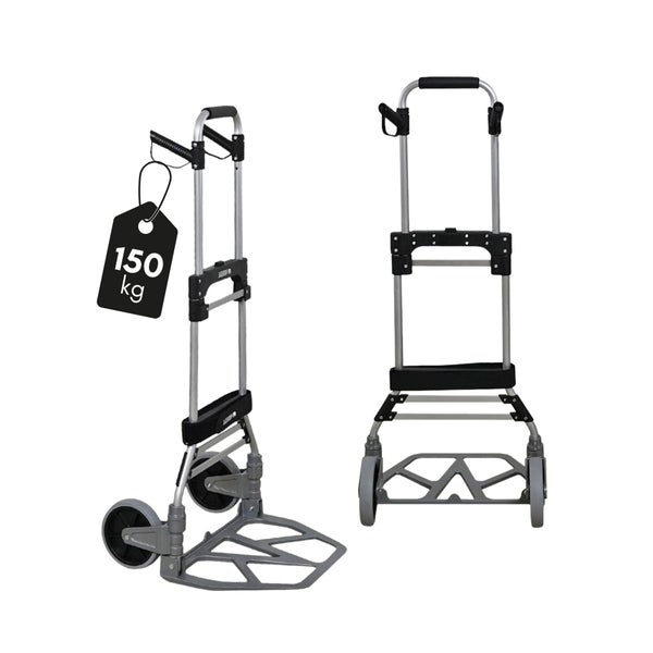 PROREGAL Klappbare Profi-Sackkarre ELEPHANT HxBxT 115x50x53cm Traglast 150kg Aluminiumrahmen, ergonomische Griffe, TRR Fachgummiräder Silber
