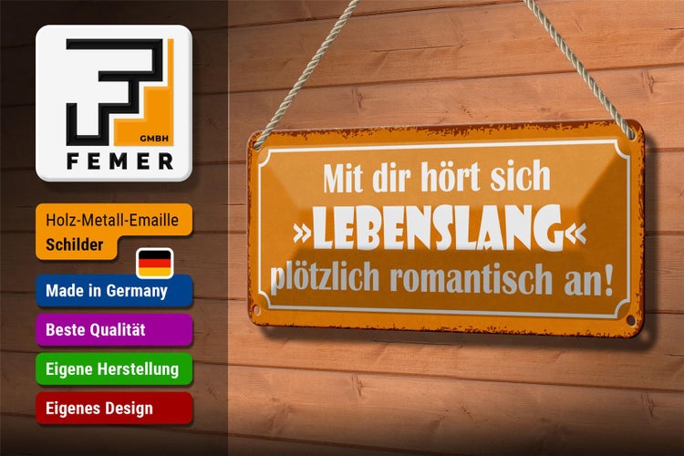Blechschild Spruch 27x10cm mit dir Lebenslang romantisch Dekoration