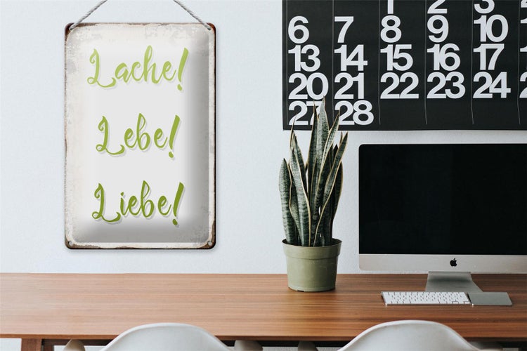 Blechschild Spruch 20x30cm lache lebe liebe Retro Schild