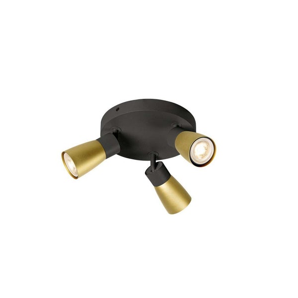 Wand- und Deckenleuchte Puri 2.0 Dome in Gold und Schwarz 6W GU10 rund 3-flammig