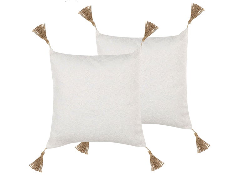 Dekokissen 2er Set AZALEA 45 x 45 cm Hellbeige Ohne Muster
